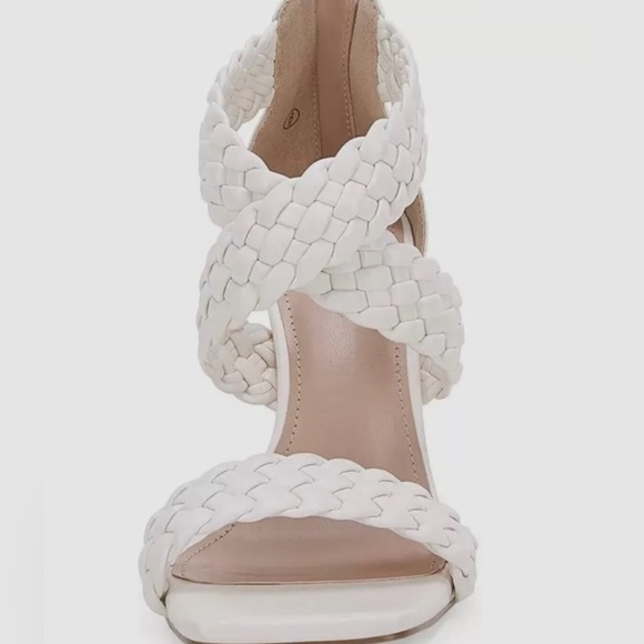 Chic White Braided Women's Heels - Picture 2 of 4